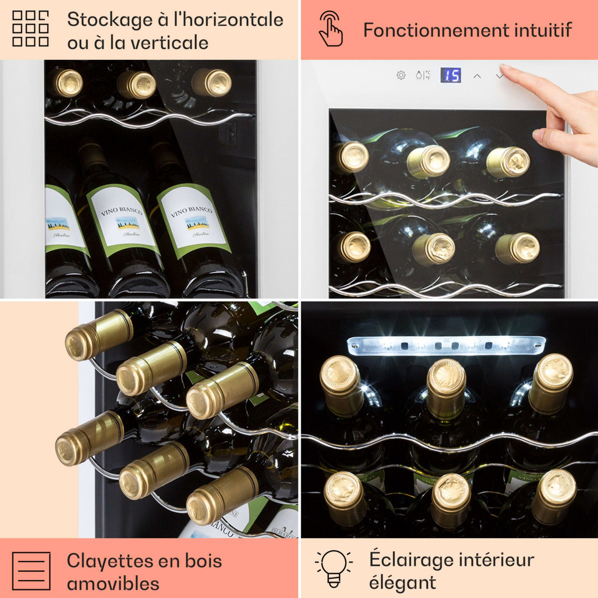 Cave à vin de service KLARSTEIN Shiraz 15 Slim Uno 44L tactile