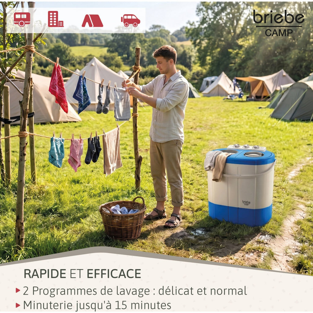 Lave linge portable BRIEBE avec Centrifugeuse 2 Compartimen WM1140B