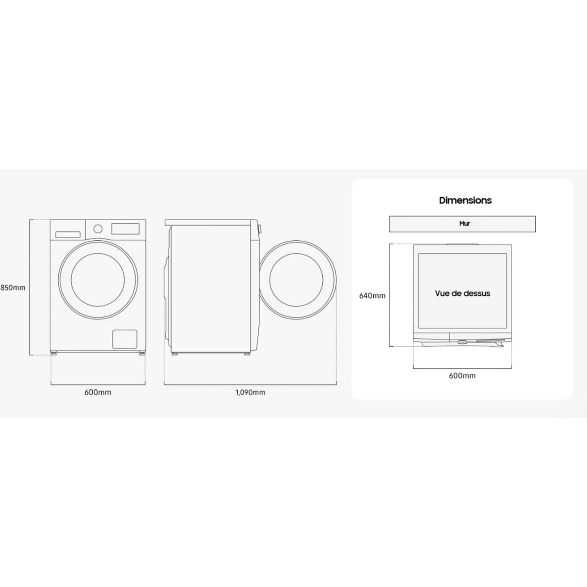 Lave linge hublot SAMSUNG WW10FG5U34AEEF - 10 kg - 1400 tr/min - Classe A - Moteur induction - Connecté wifi