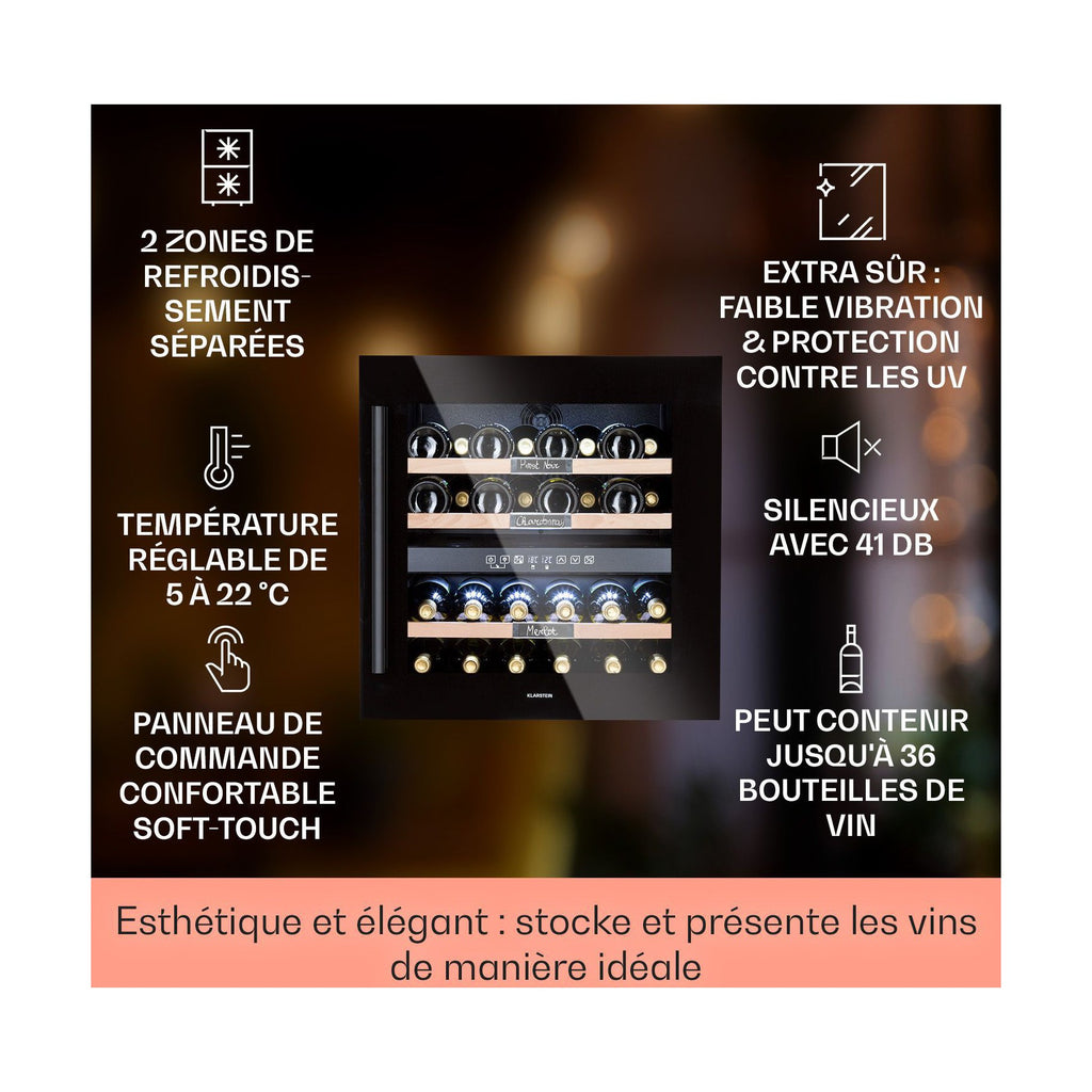 Cave à vin de service KLARSTEIN Vinsider 36 Onyx - Noir