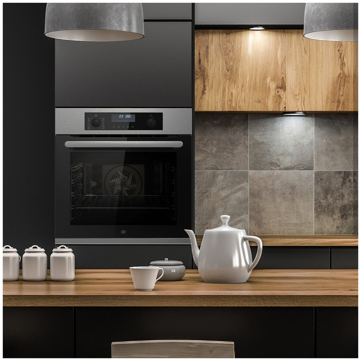Four encastrable ESSENTIELB EFMP 105i2 - Pyrolyse - Chaleur pulsée - Porte froide - Rails télescopiques + Micro ondes grill encastrable ESSENTIELB EMEG253n Grill