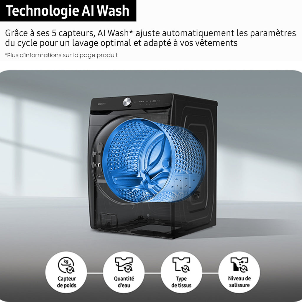 Lave linge hublot SAMSUNG WF20DG8650BW - 20 kg - 1000 tr/min - Classe A - Moteur induction - Connecté wifi