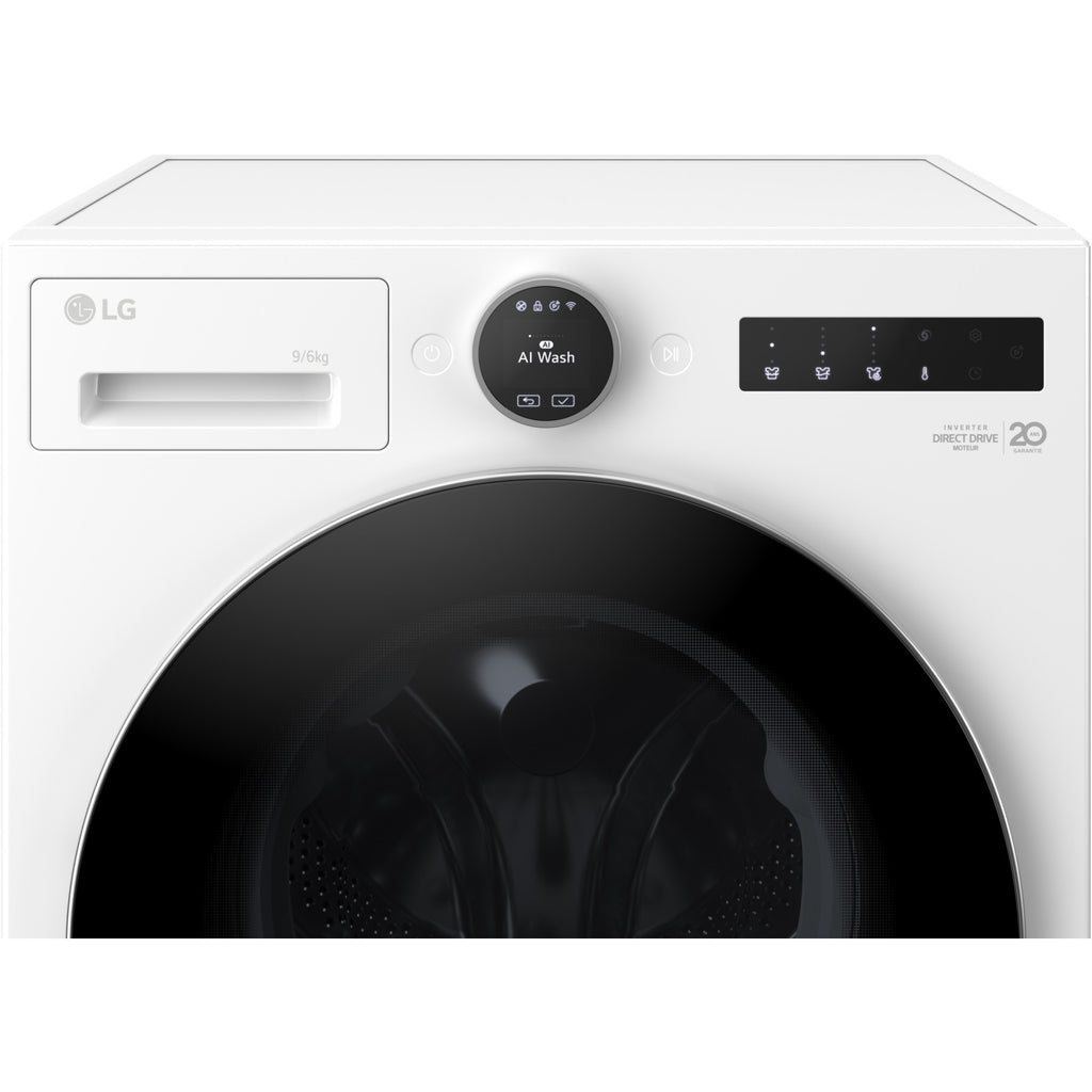 Lave linge séchant hublot LG F964X71WSTA - 9/6 kg - 1400 tr/min - Classe D - Moteur direct drive - Dosage automatique - Connecté