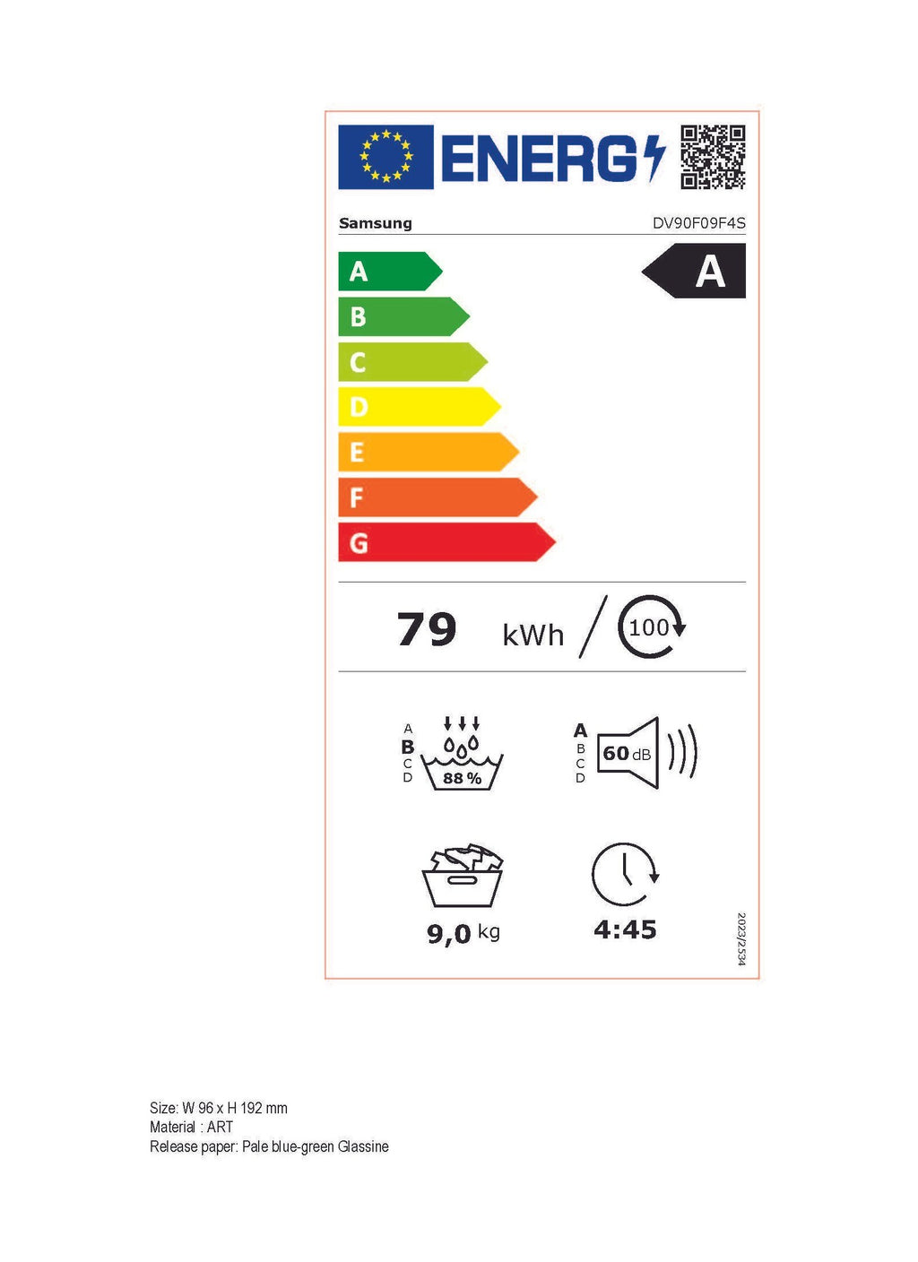 Sèche linge pompe à chaleur SAMSUNG DV90F09F4S