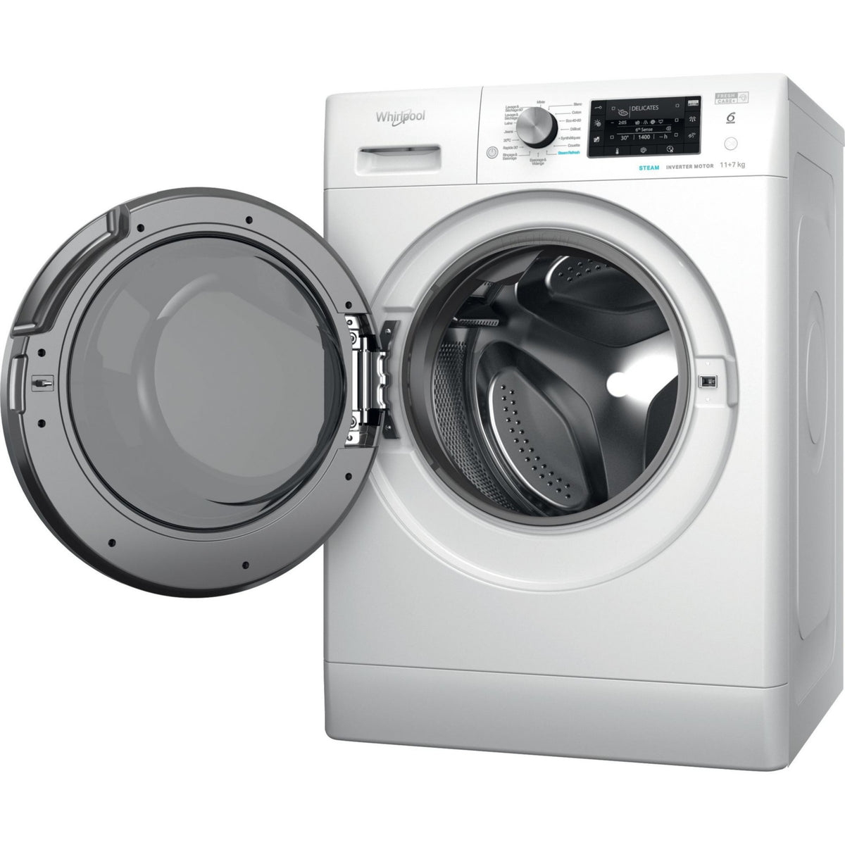 Lave linge séchant hublot WHIRLPOOL FFDB1174489BVFR - 11/7 kg - 1400 tr/min - Classe C - Moteur induction