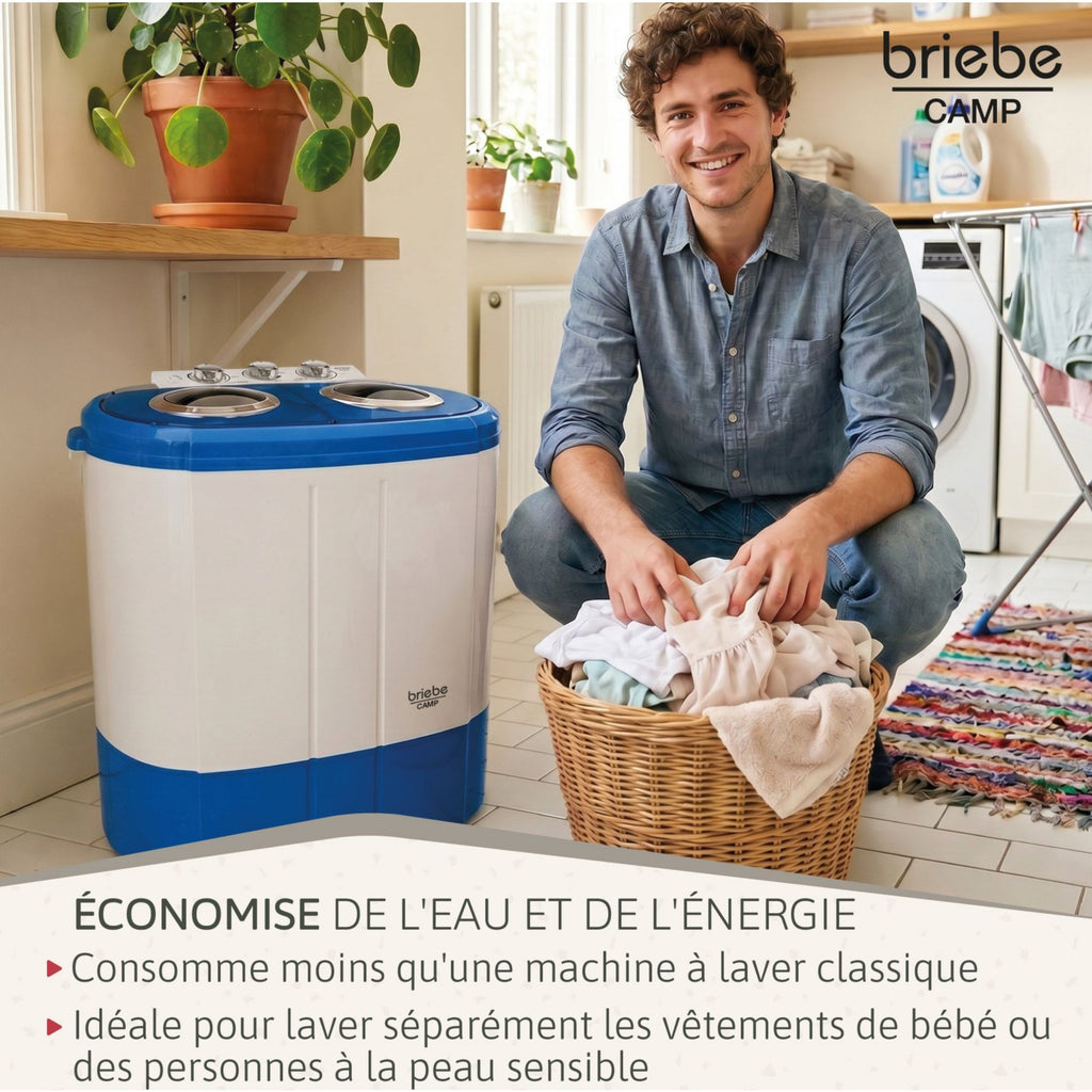 Lave linge portable BRIEBE avec Centrifugeuse 2 Compartimen WM1140B