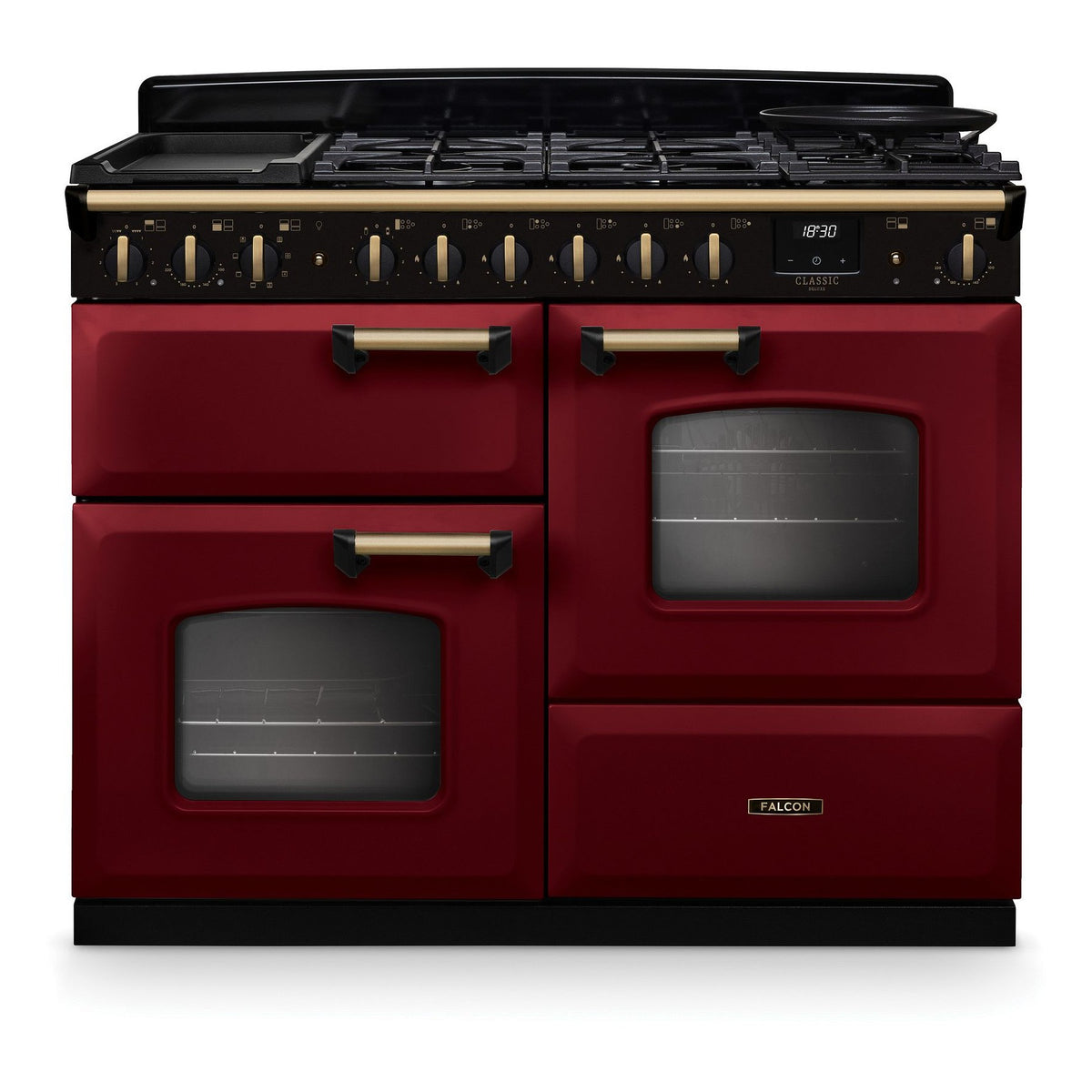 Piano de cuisson mixte FALCON NGC TAB MIX 110 CM BORDEAUX LAITON ANTIQ