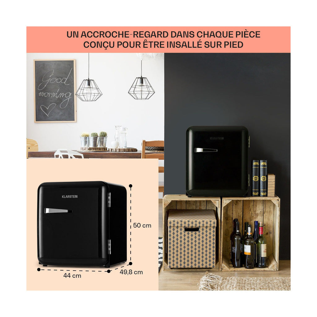 Mini réfrigérateur KLARSTEIN AudreyMini rétro 48L 2 étages 39 dB noir