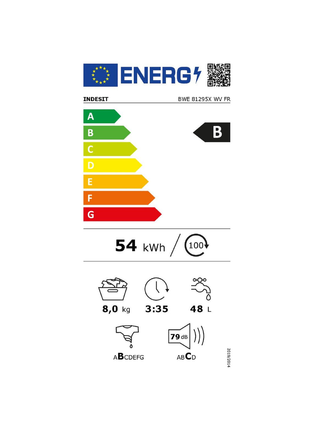 Lave linge hublot INDESIT BWE81295XWVFR