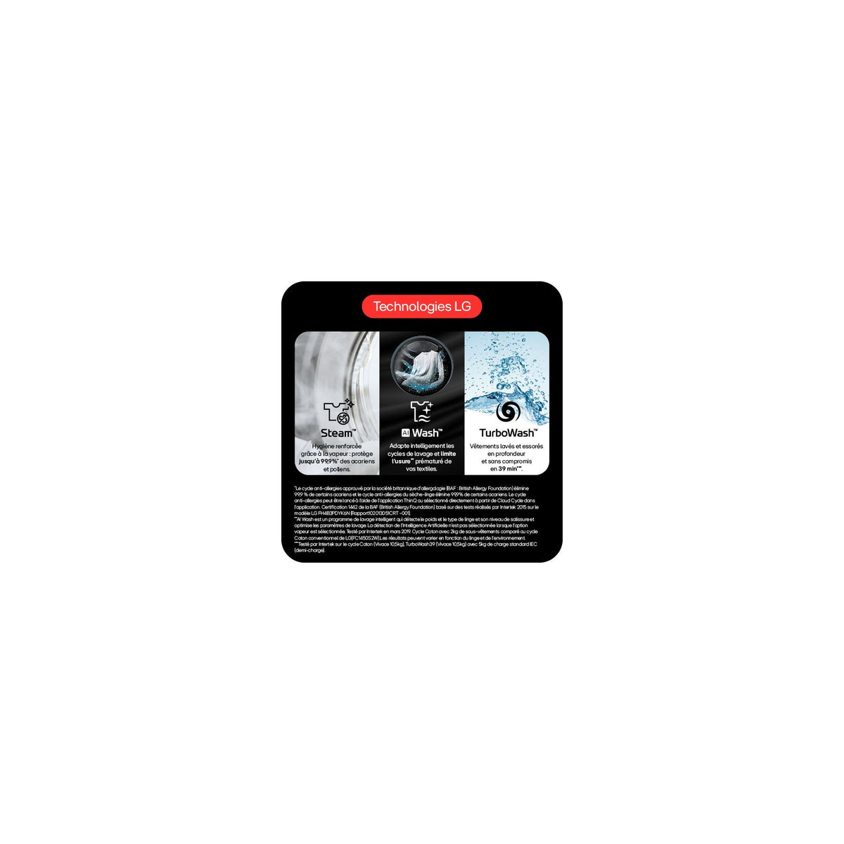 Lave linge séchant hublot LG F761TOWERB2 - 17/16 kg - 1100 tr/min - Classe E - Moteur direct drive - Connecté