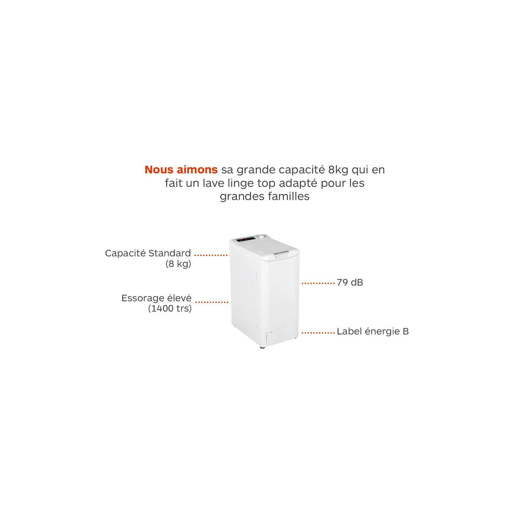 Lave linge top CANDY CSTSG 48TMVE/-47 Smart