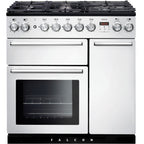 Piano de cuisson gaz FALCON NEXUS 90 BLANC CHROME SATINÉ
