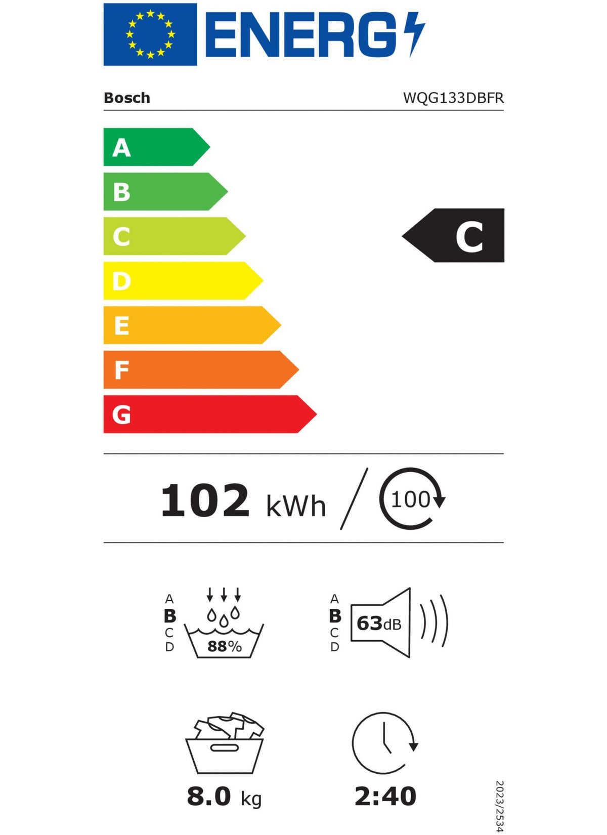 Sèche linge pompe à chaleur BOSCH WQG133DBFR