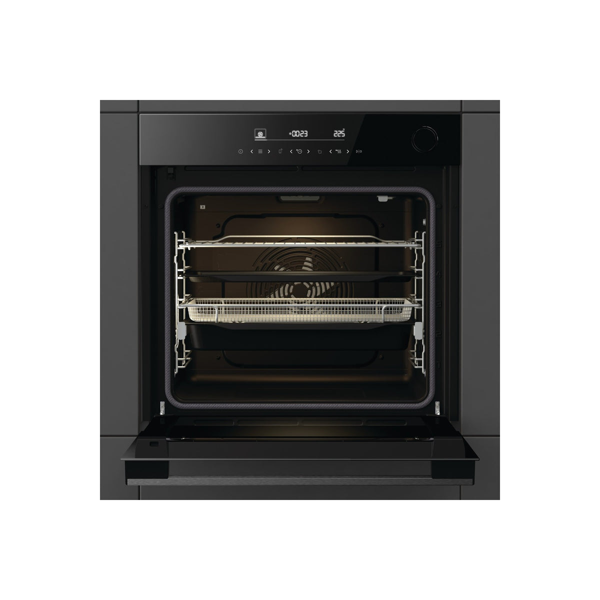 Four encastrable fonction vapeur HISENSE BSA66346PBGWIFI - Pyrolyse - Chaleur tournante - Rails télescopiques - Ajout Vapeur - Air Fry - Wifi + Micro ondes grill encastrable HISENSE BIM325GI63DBG