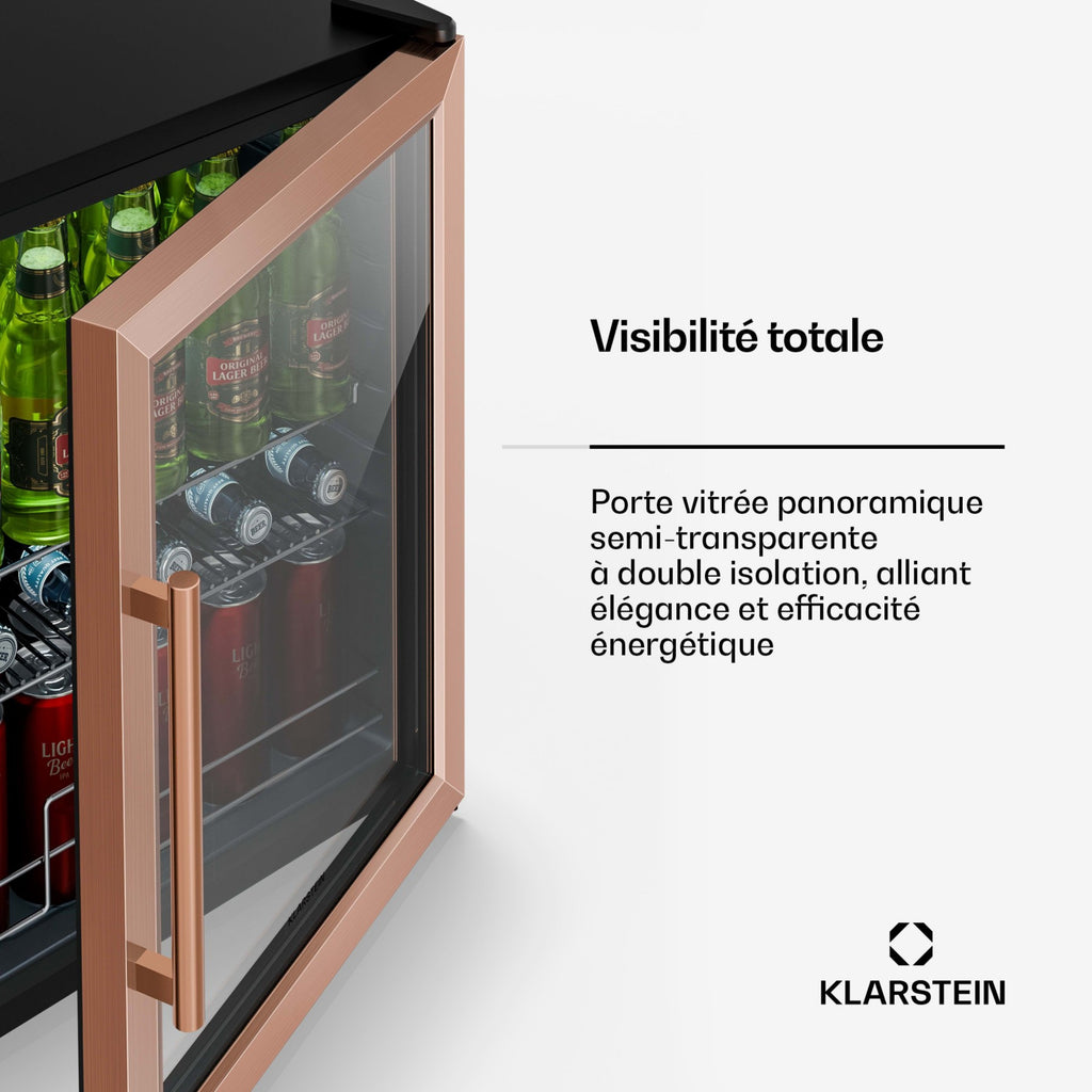 Mini réfrigérateur KLARSTEIN Beersafe porte vitrée 64x48cm 60L Cuivre