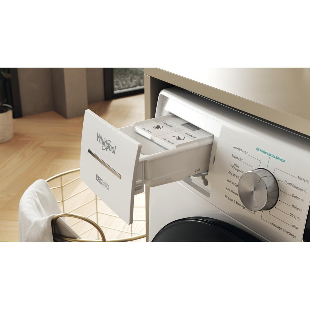 Lave linge hublot WHIRLPOOL W8X89ADSILENCEFR - 8 kg - 1400 tr/min - Classe A - Moteur induction direct drive - Autodosage