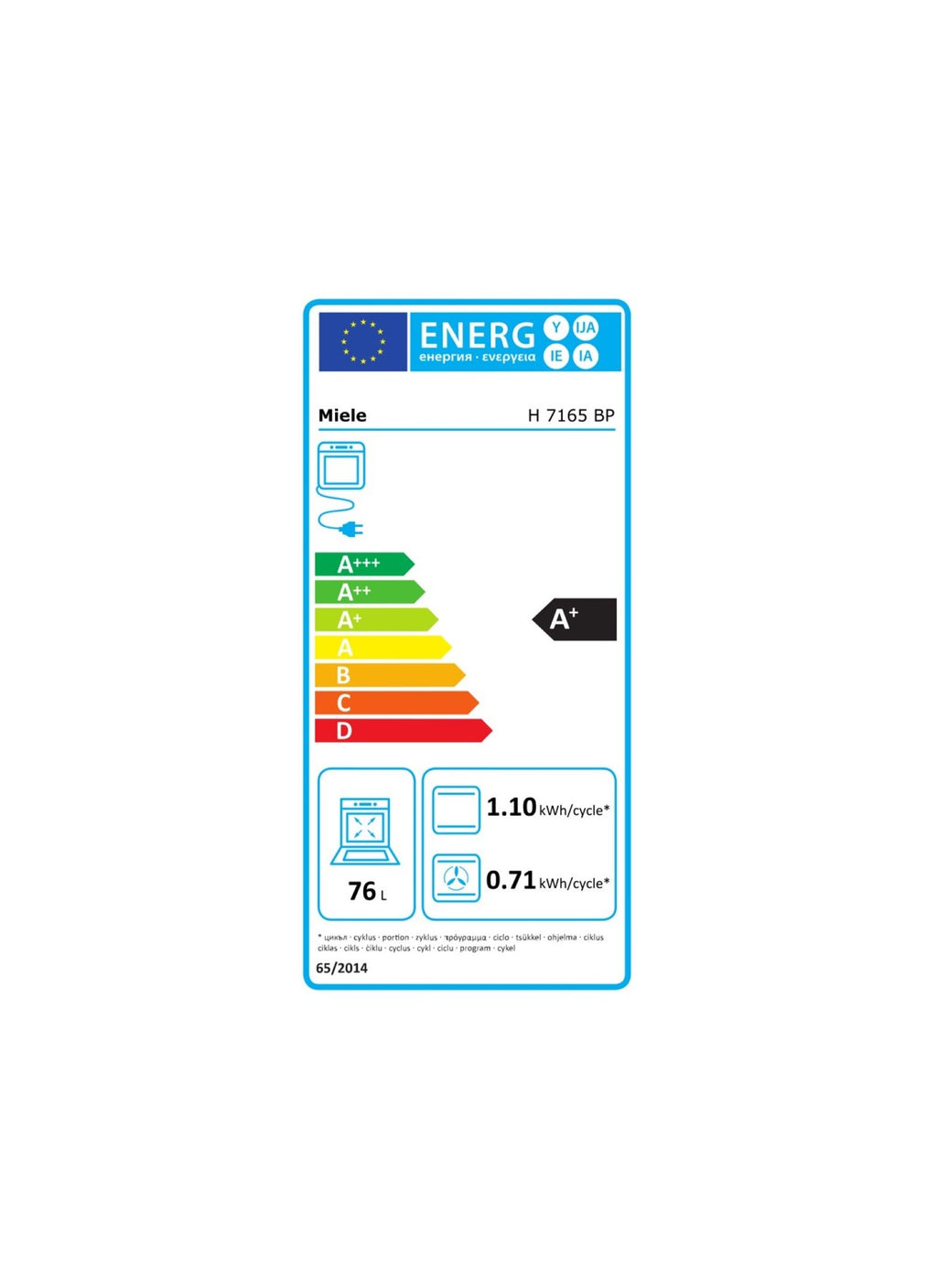 Four encastrable fonction vapeur MIELE H 7165 BP - Pyrolyse - Chaleur tournante - Combiné vapeur - Porte froide