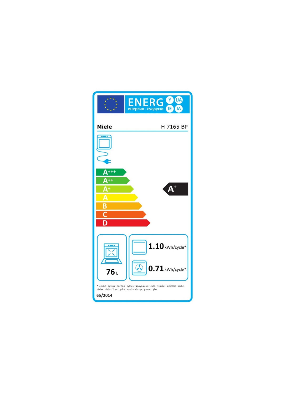 Four encastrable fonction vapeur MIELE H 7165 BP - Pyrolyse - Chaleur tournante - Combiné vapeur - Porte froide