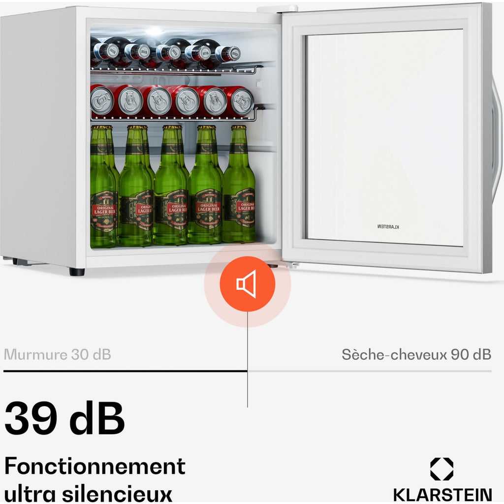 Mini réfrigérateur KLARSTEIN Beersafe porte vitrée 44x48cm LED Argent