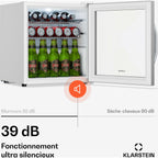 Mini réfrigérateur KLARSTEIN Beersafe porte vitrée 44x48cm LED Argent