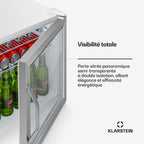 Mini réfrigérateur KLARSTEIN Beersafe porte vitrée 44x48cm LED Argent