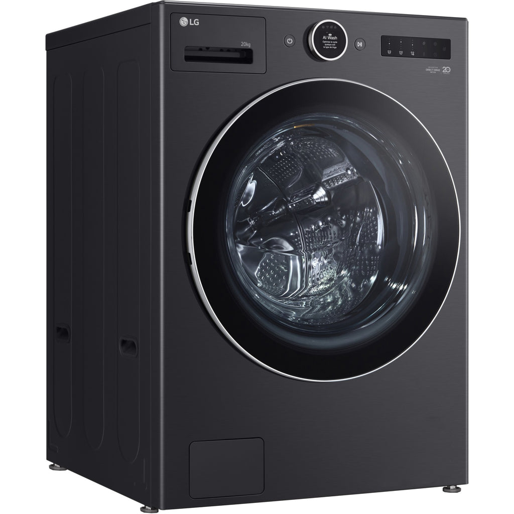 Lave linge hublot LG F20F12BST - 20 kg - 1000 tr/min - Classe A - Moteur direct drive - Wifi - Noir