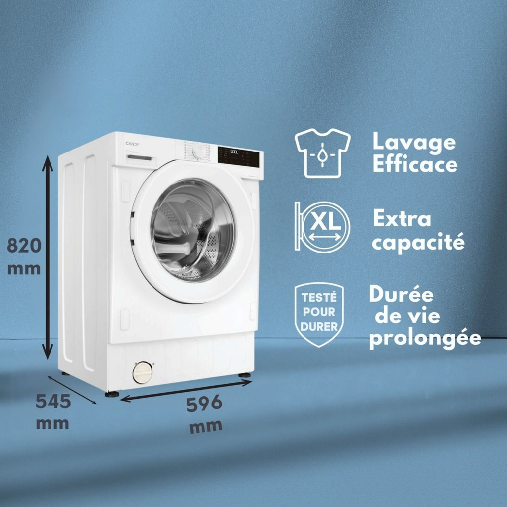 Lave linge séchant hublot CANDY BC4S485M4D8-S - 8/5 kg - 1400 tr/min - Classe D - Moteur Inverter - Connecté