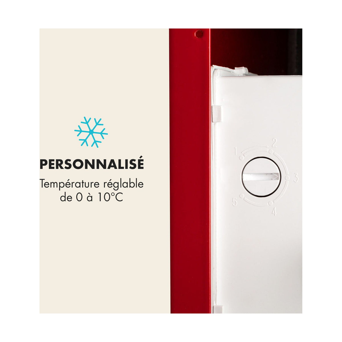 Mini réfrigérateur KLARSTEIN PopLife 48L 0-10°C design rétro rouge