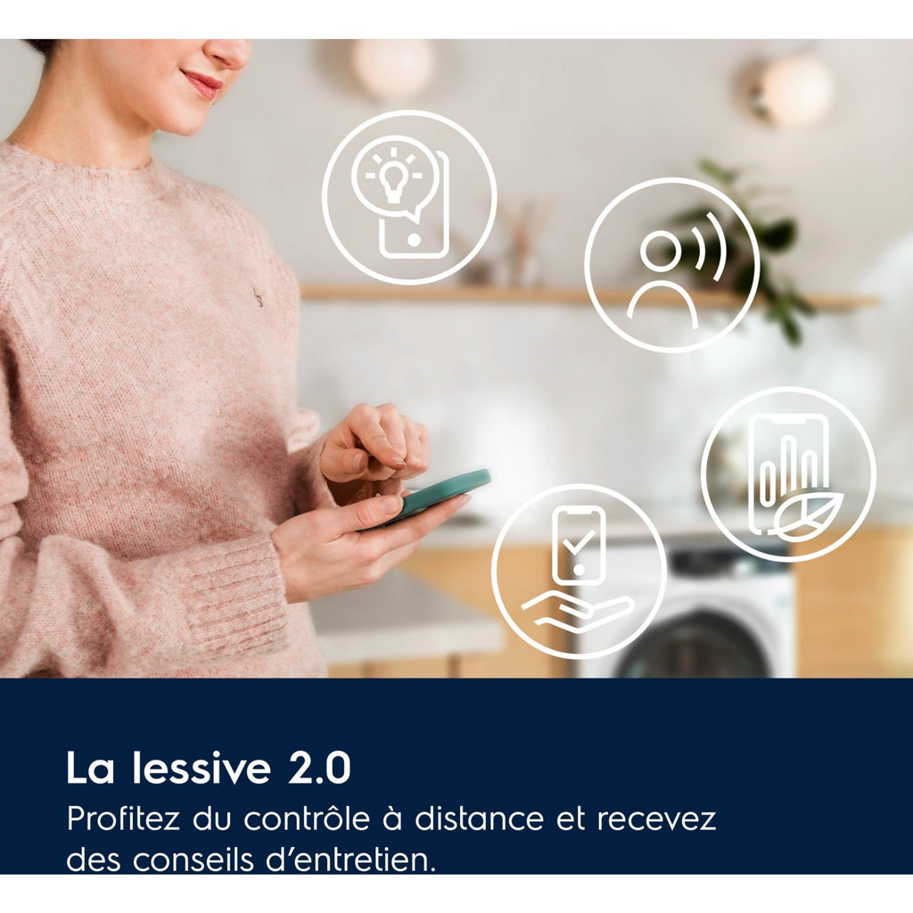 Lave linge hublot ELECTROLUX EW9FI71014FC - 10 kg - 1400 tr/min - Classe A - Moteur induction - Connecté wifi