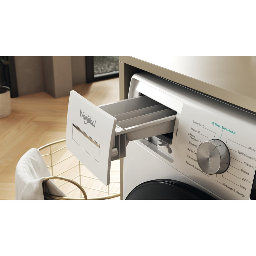 Lave linge hublot WHIRLPOOL W7X89BSILENCEFR - 8 kg - 1400 tr/min - Classe A - Moteur induction direct drive