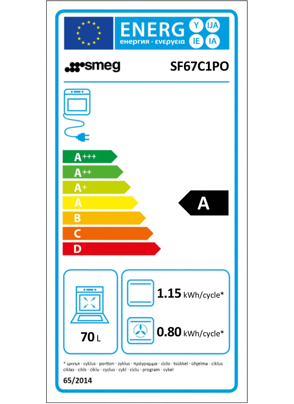 Four Pyro SMEG SF67C1PO - Pyrolyse - Convection naturelle