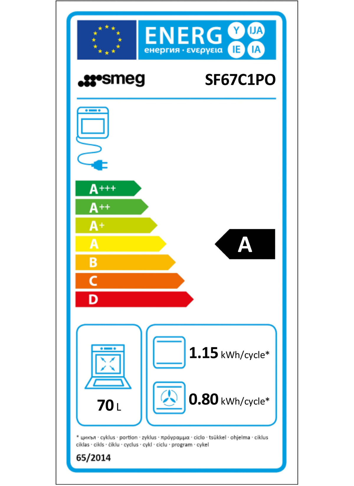 Four Pyro SMEG SF67C1PO - Pyrolyse - Convection naturelle