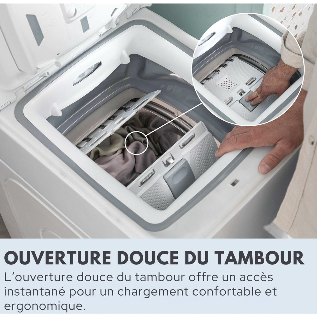 Lave linge top HAIER THASN286TM5P-S - 8 kg - 1200 tr/min - Classe A - Moteur induction - Connecté