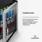 Mini réfrigérateur KLARSTEIN Beersafe porte vitrée 64x48cm LED Argent