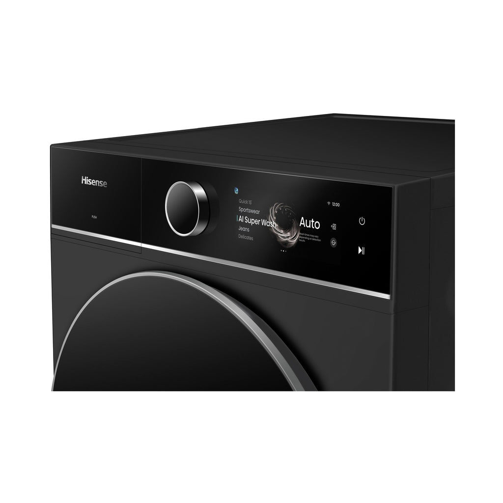 Lave linge hublot HISENSE WF7I1248BBR - 12 kg - 1400 tr/min - Classe A - Moteur induction - Autodosage - Connecté Wifi- Noir