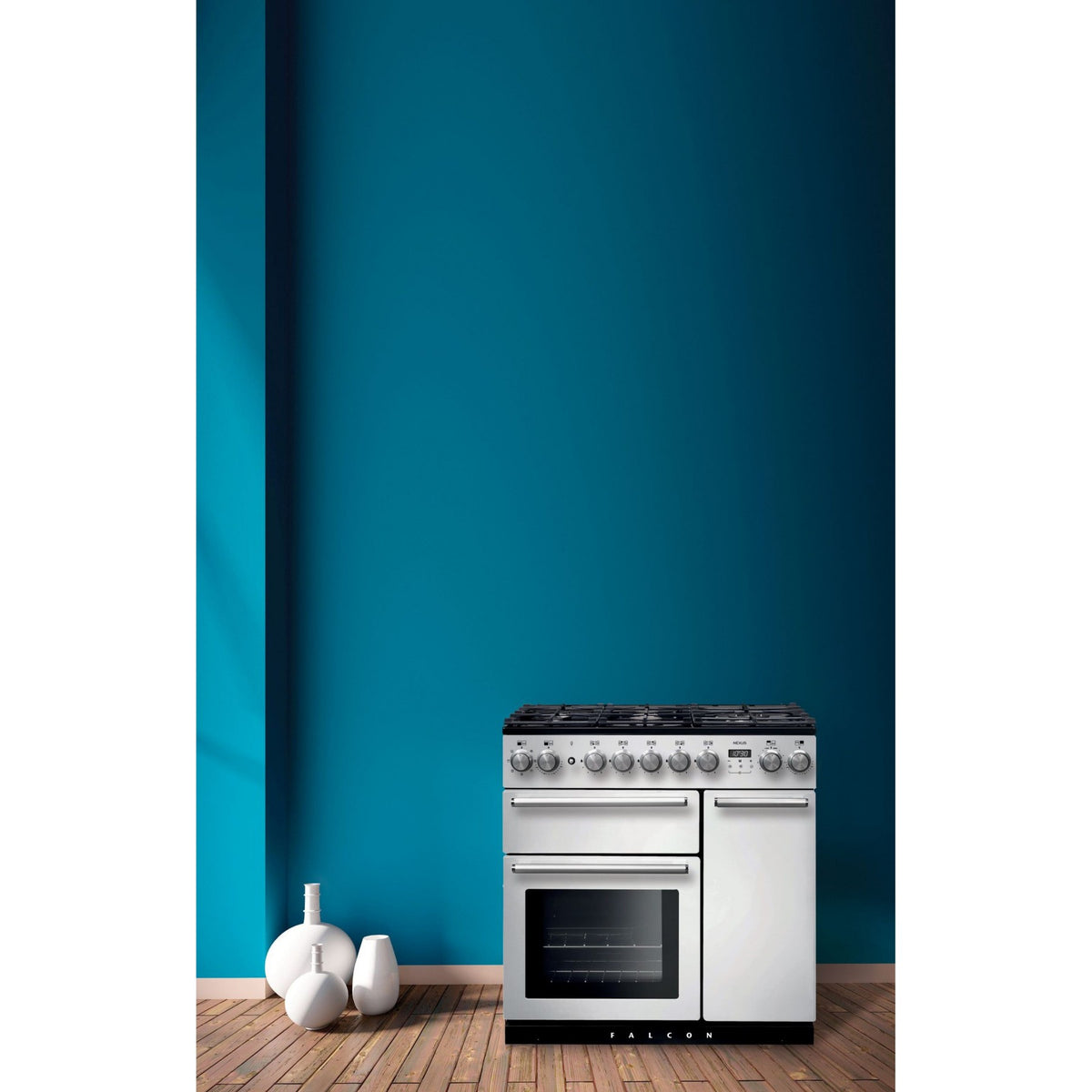Piano de cuisson gaz FALCON NEXUS 90 BLANC CHROME SATINÉ