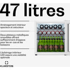 Mini réfrigérateur KLARSTEIN Beersafe porte vitrée 44x48cm LED Argent