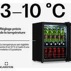 Mini réfrigérateur KLARSTEIN Beersafe porte vitrée 64x48cm LED Argent