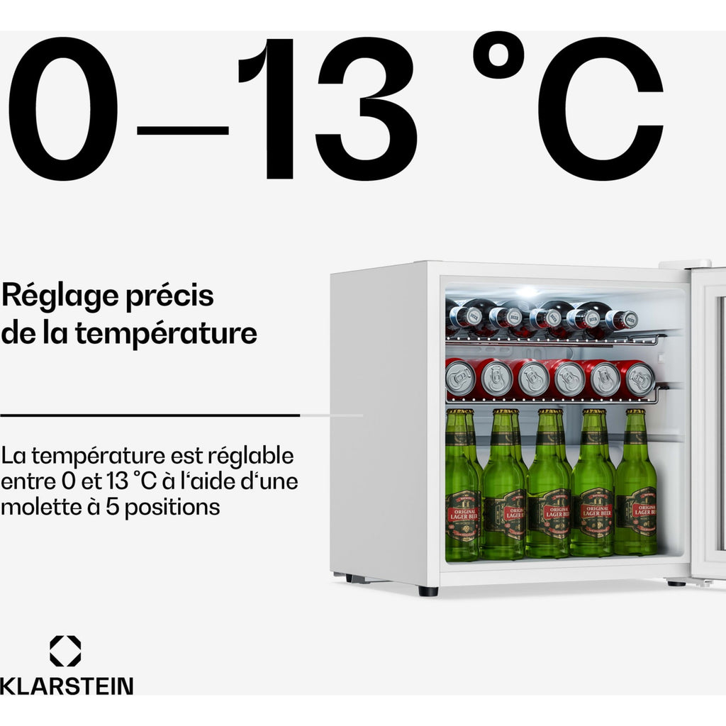 Mini réfrigérateur KLARSTEIN Beersafe porte vitrée 44x48cm LED Argent