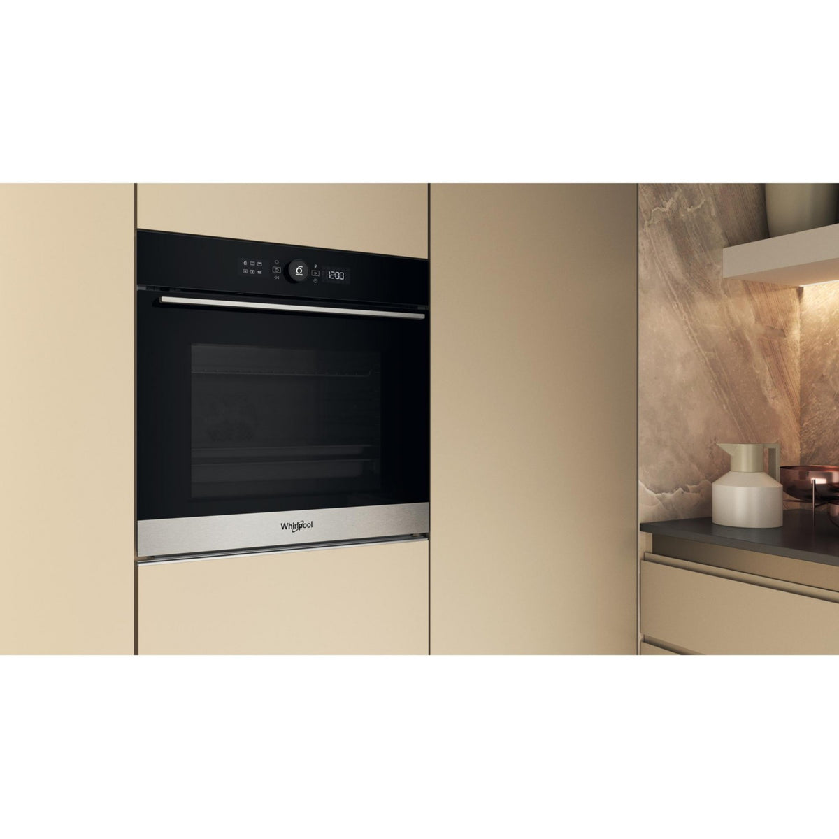 Four encastrable fonction vapeur WHIRLPOOL WOI5S8PM1SXAF - Pyrolyse - Chaleur tournante - Vapeur - Porte froide - Rails télescopiques