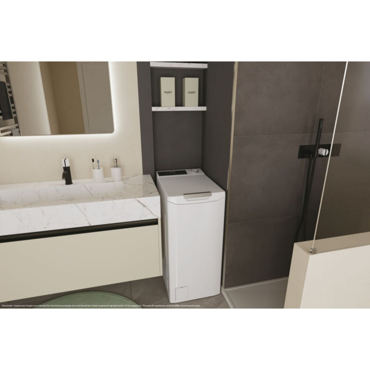 Lave linge top CANDY TCA474TM5-S - 7 kg - 1400 tr/min - Classe A - Moteur induction - Connecté