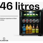 Mini réfrigérateur KLARSTEIN Bevora 52cm 46L Frigo Porte Vitrée Noir