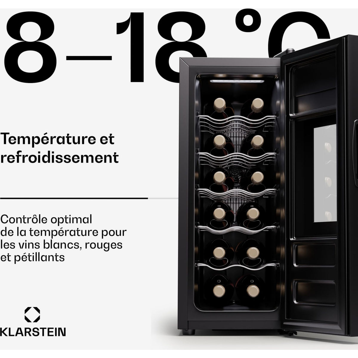 Cave à vin de service KLARSTEIN Silent Vino 12 Slim 12 bouteilles