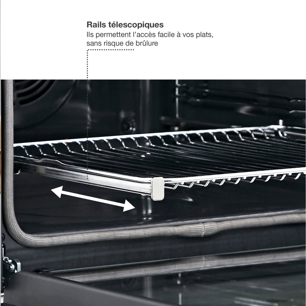 Four encastrable ESSENTIELB EFMH65N1 - Hydrolyse - Chaleur tournante - Rails télescopiques