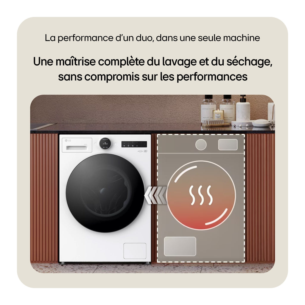 Lave linge séchant hublot LG F164HP2WST - 11/6 kg - 1400 tr/min - Classe A - Moteur direct drive - Connecté