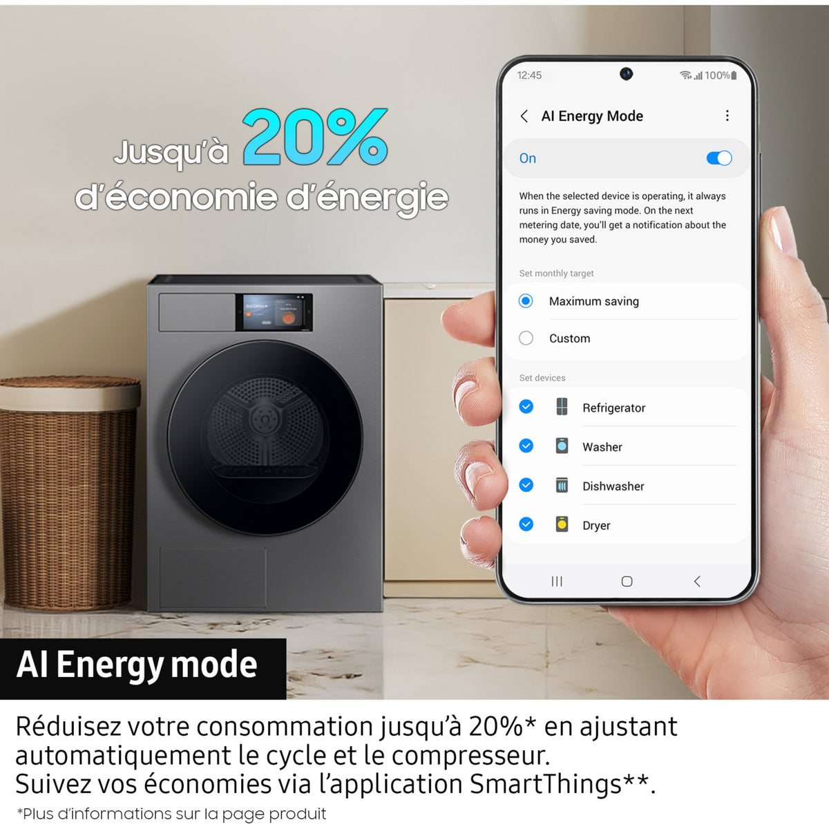 Sèche linge pompe à chaleur SAMSUNG DV90F09F4S