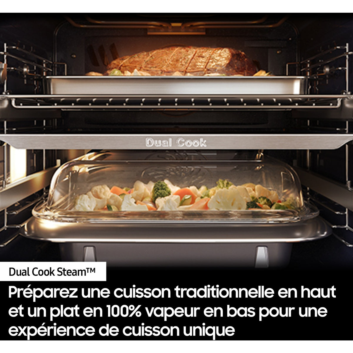 Four encastrable SAMSUNG NV7B7997AAK - Pyrolyse - Chaleur pulsée - Vapeur - Double cavité - Bespoke AI Série 7