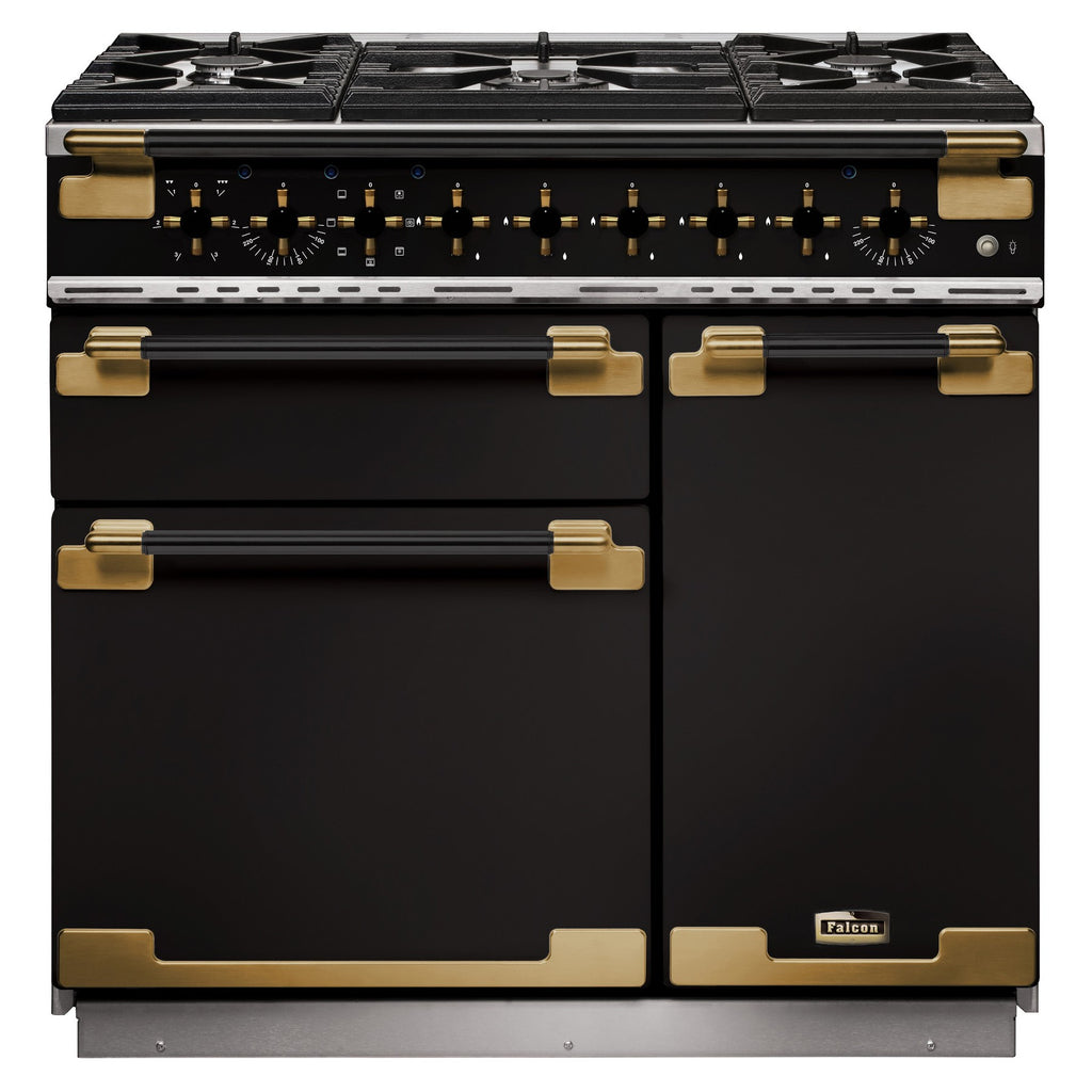 Piano de cuisson gaz FALCON ELISE LUXE TAB GAZ 90 CMNOIR LAITON