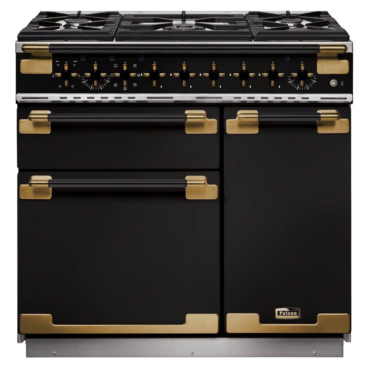 Piano de cuisson gaz FALCON ELISE LUXE TAB GAZ 90 CMNOIR LAITON