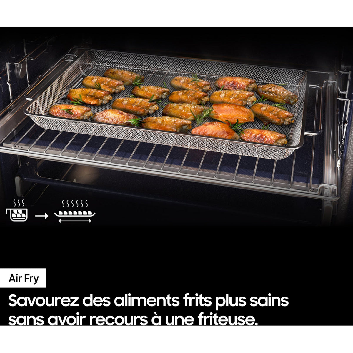 Four encastrable SAMSUNG NV7B6799AAK - Double cavité - Pyrolyse - Vapeur - Porte froide - Rails télescopiques